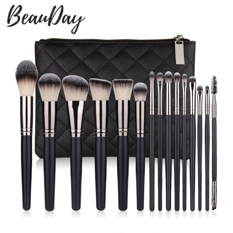 Factory Wholesale 15pcs Black brush Make-up set Classic Makeup Brushes Kit professional Custom logo from BeauDay